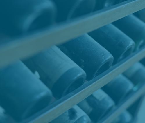 Old wine bottles in a rack