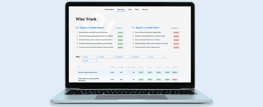 Laptop displaying Wine Track page