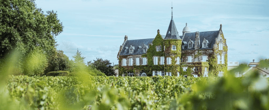 Exterior of Chateau Lascombes from the vineyard