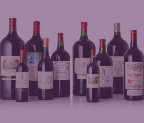 Luxury fine wine labels different size bottles